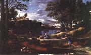 POUSSIN, Nicolas Landscape with a Man Killed by a Snake af Sweden oil painting reproduction